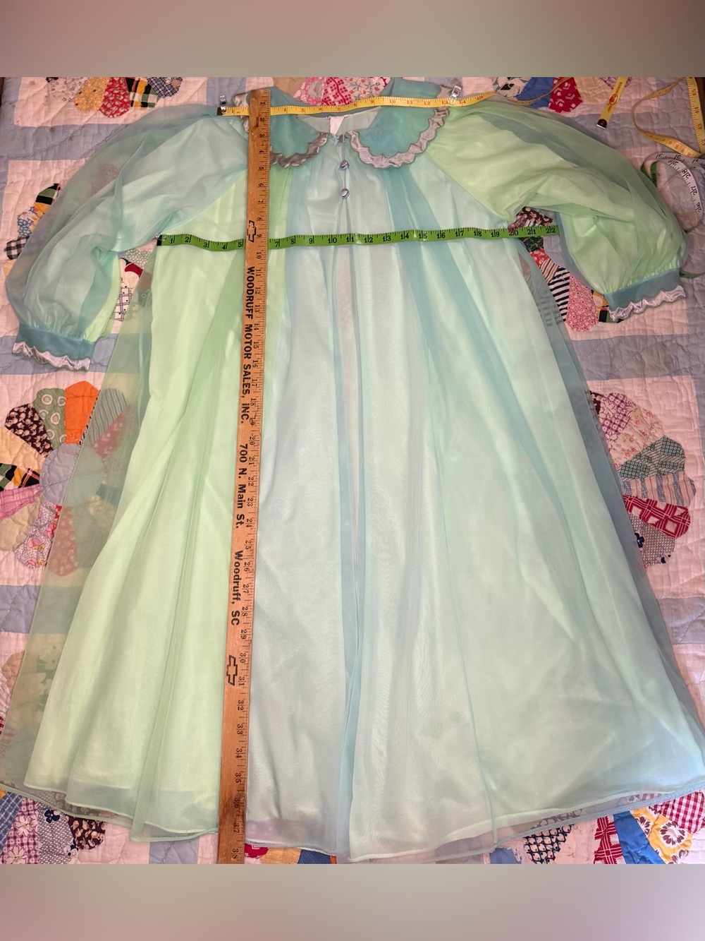 VTG 50/60s Saks Fifth Avenue Peignoir Pajama Set Pastel  Nylon Chiffon: Small - Picture 11 of 14